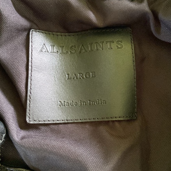 All Saints black leather jacket, slim fit, size large - Picture 2 of 16